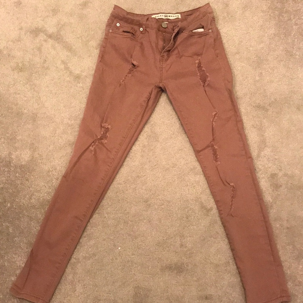 Ashley Mason Blush Ripped Skinny Jeans